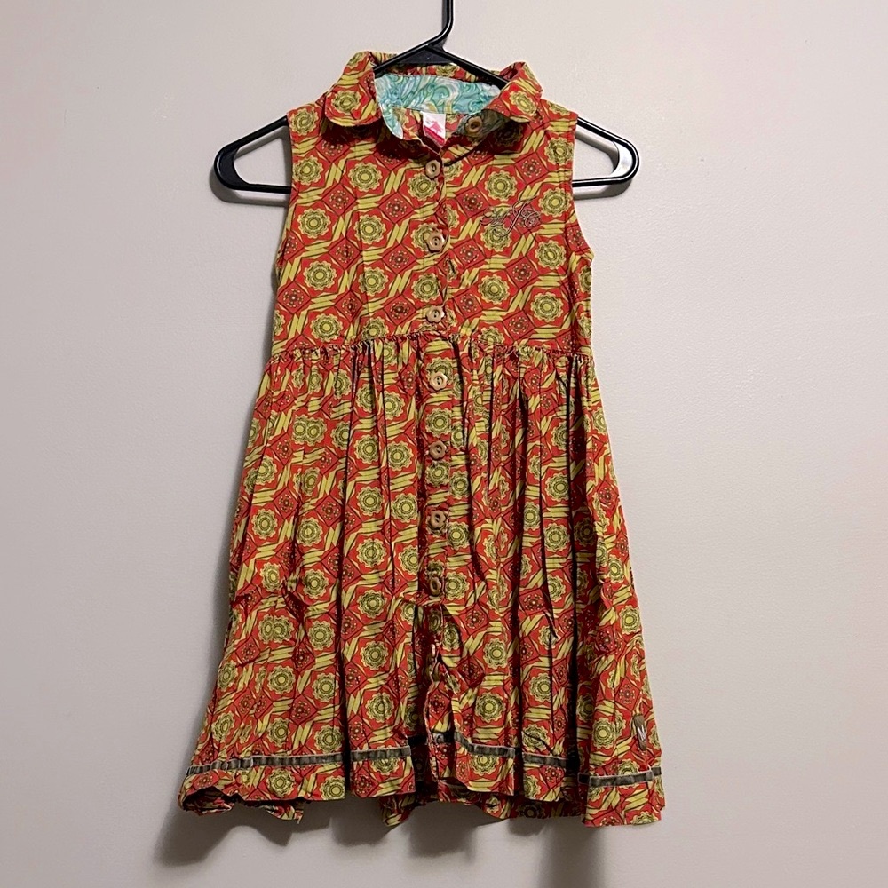 Matilda Jane Lavern Serendipity Button up Red and Green Floral Kids Dress Size 8
